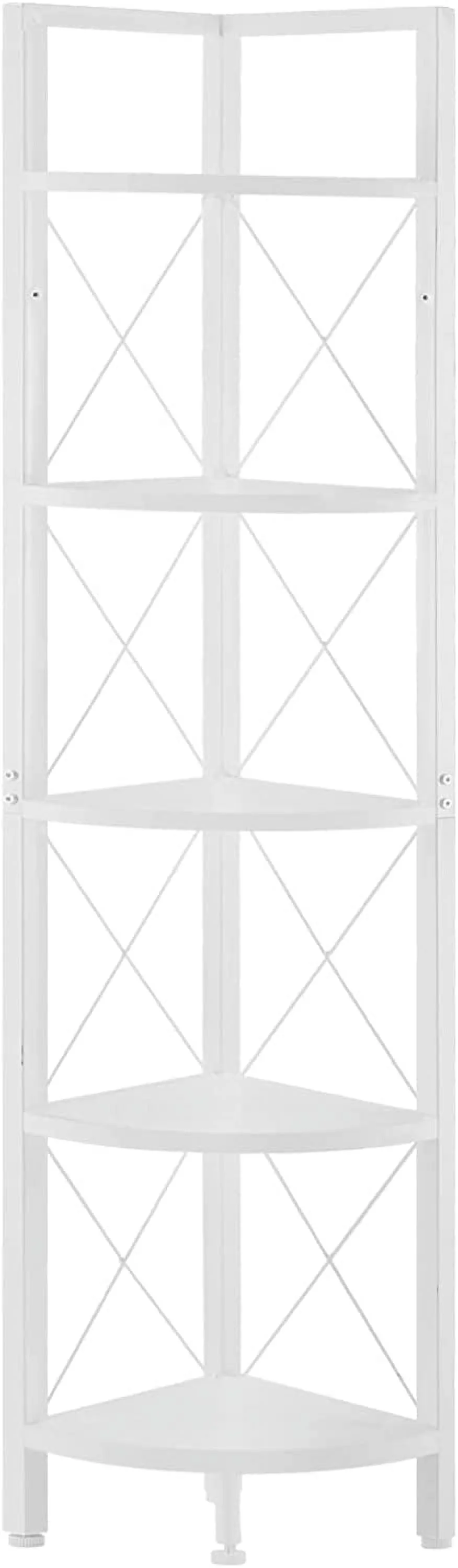 YGDU 5-Tier Corner Shelf Stand, Tall Corner Bookshelf Corner Plant Stand, Corner Storage Shelves for Living Room, Home Office, Small Space, Black