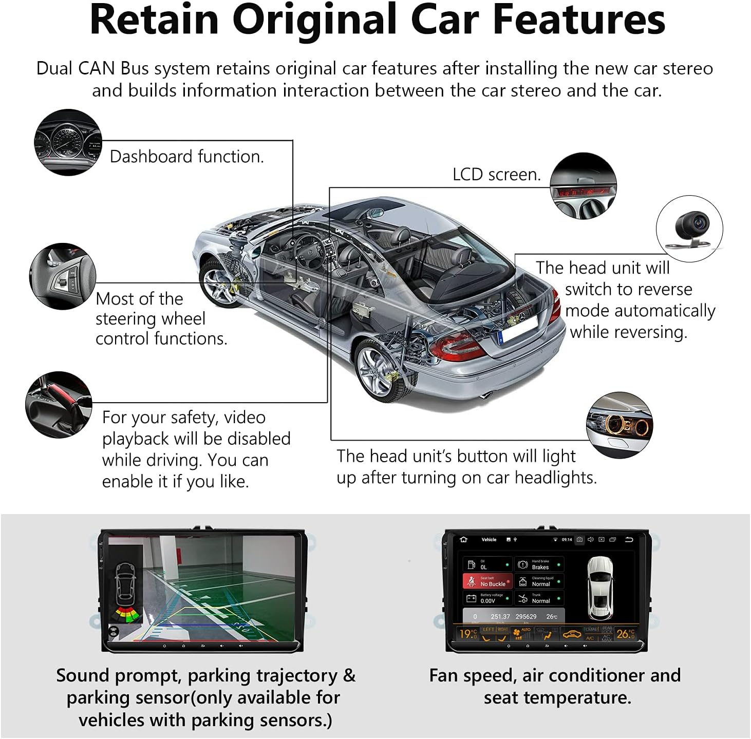 Eonon Android 11 Car Stereo, CarPlay & Android Auto Car Stereo Receiver, 9 Inch Double Din Car Radio Applicable to Volkswagen/SEAT/Skoda, Built-in DSP/IPS Display, Support Custom UI/Bluetooth 5.0-R53