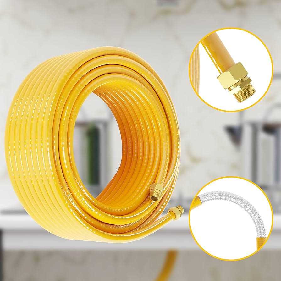 100ft 1/2 '' Flexible Gas Line,CSST Corrugated Stainless Steel Tubing,Natural Gas Line Pipe Propane Conversion Kit Grill Hose with 2 Male Adapter - Shop Hardware Tools Online Store