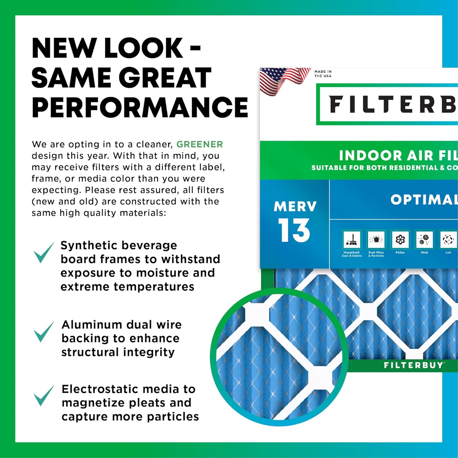 Filterbuy 24x30x2 Air Filter MERV 13 Optimal Defense (6-Pack), Pleated HVAC AC Furnace Air Filters Replacement (Actual Size: 23.50 x 29.50 x 1.75 Inches)