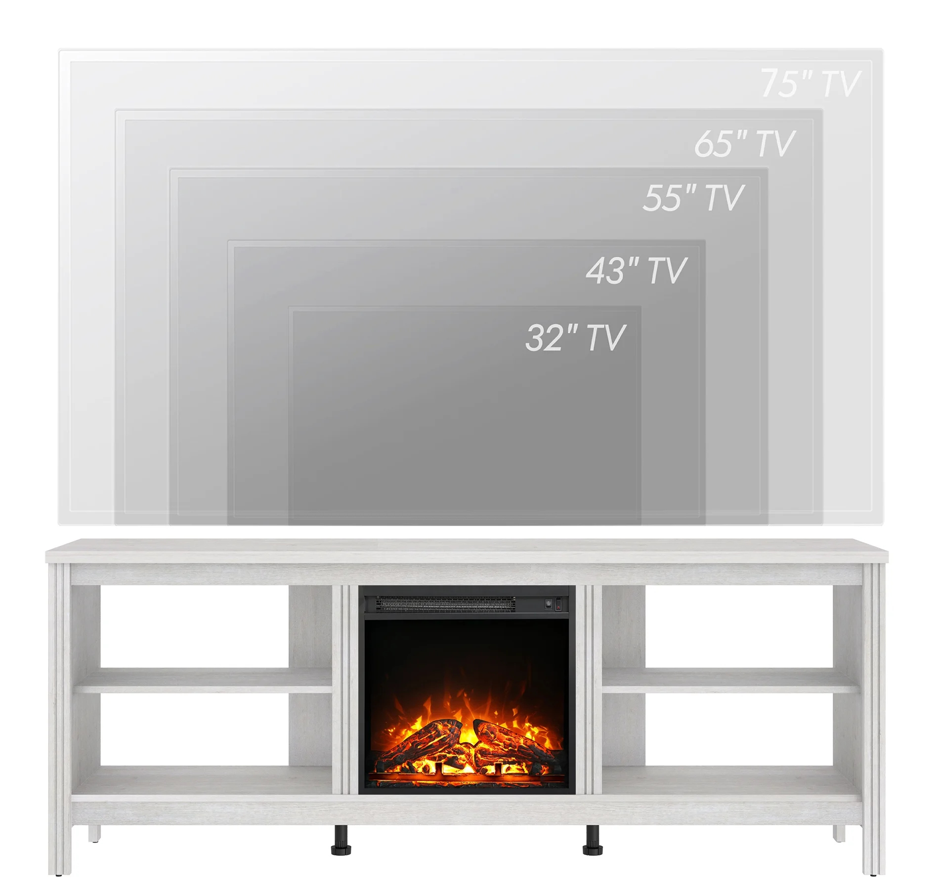 TV Stand for 100 inch TV Entertainment Center, LED TV Console Table for 85/80/90 inch TV with 8 Storages for Living Room Bedroom, Black