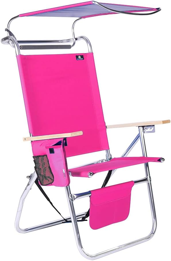 17 Inches High Seat Big Tycoon Aluminum Beach Chair with Canopy