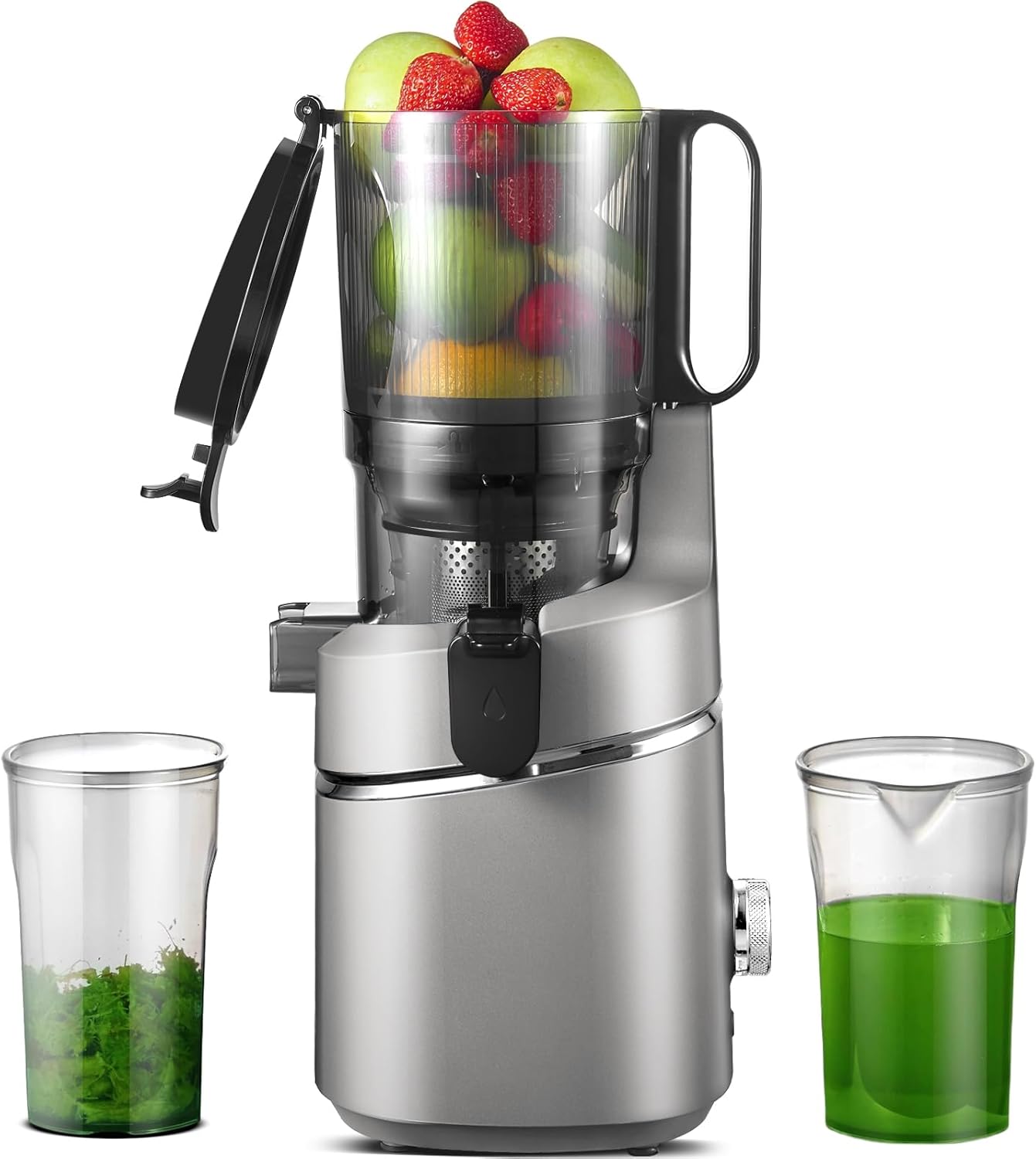 Juicer Machines, AMZCHEF 5.3-Inch Self-Feeding Masticating Juicer Fit Whole Fruits & Vegetables, Cold Press Electric Juicer Machines with High Juice Yield, Easy Cleaning, BPA Free, 250W