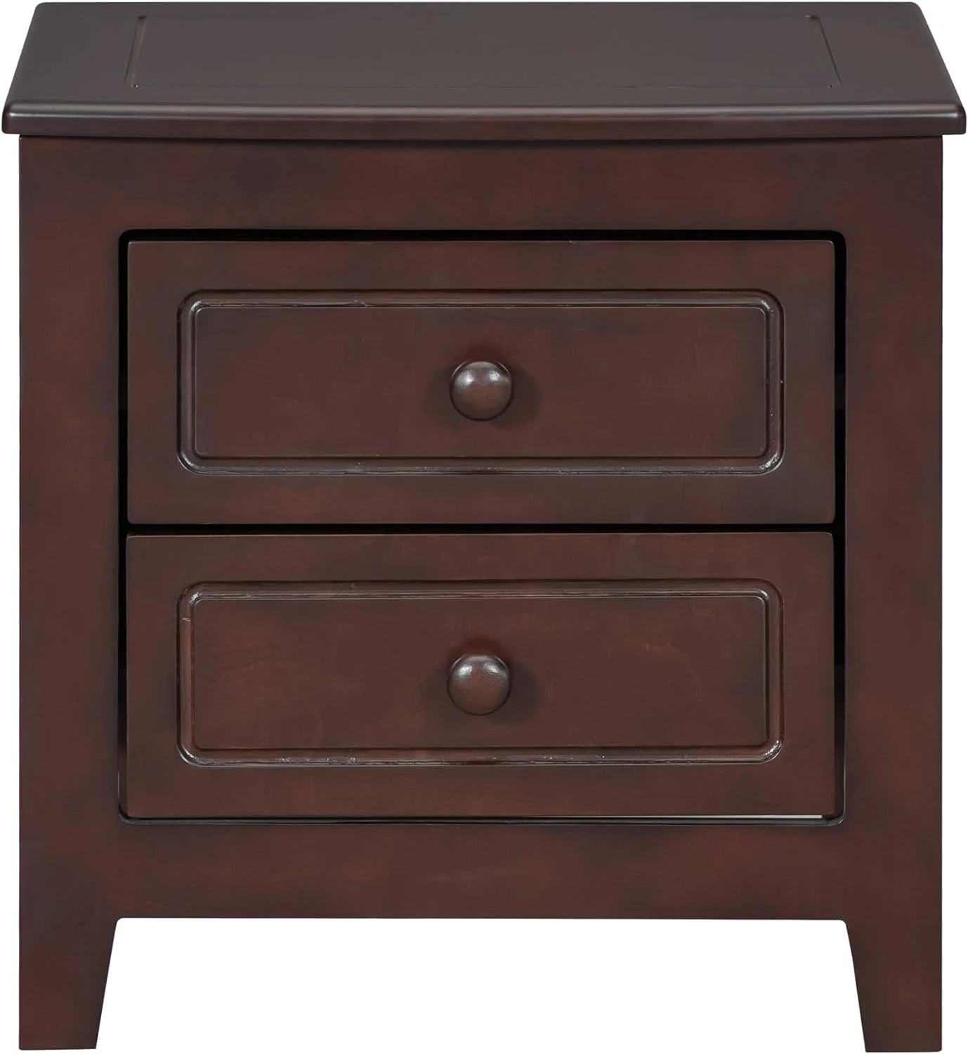 Nightstand With 2 Storage Drawers, Solid Wood Classical End Table Side Table For Bedroom, Living Room, Office, Dark Walnut