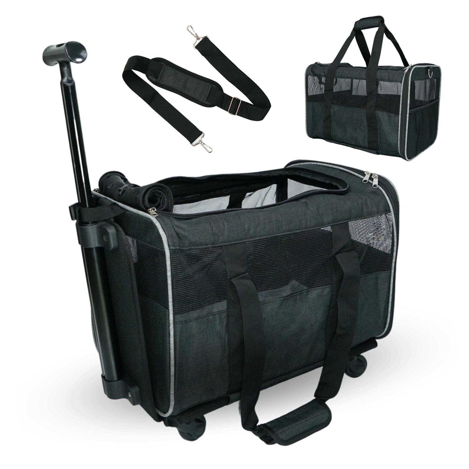 Pet Carrier with Wheels – Airline Approved – Rolling Pet Carrier – Soft Dog &amp; Cat Travel Carrier - Pet Supplies online store