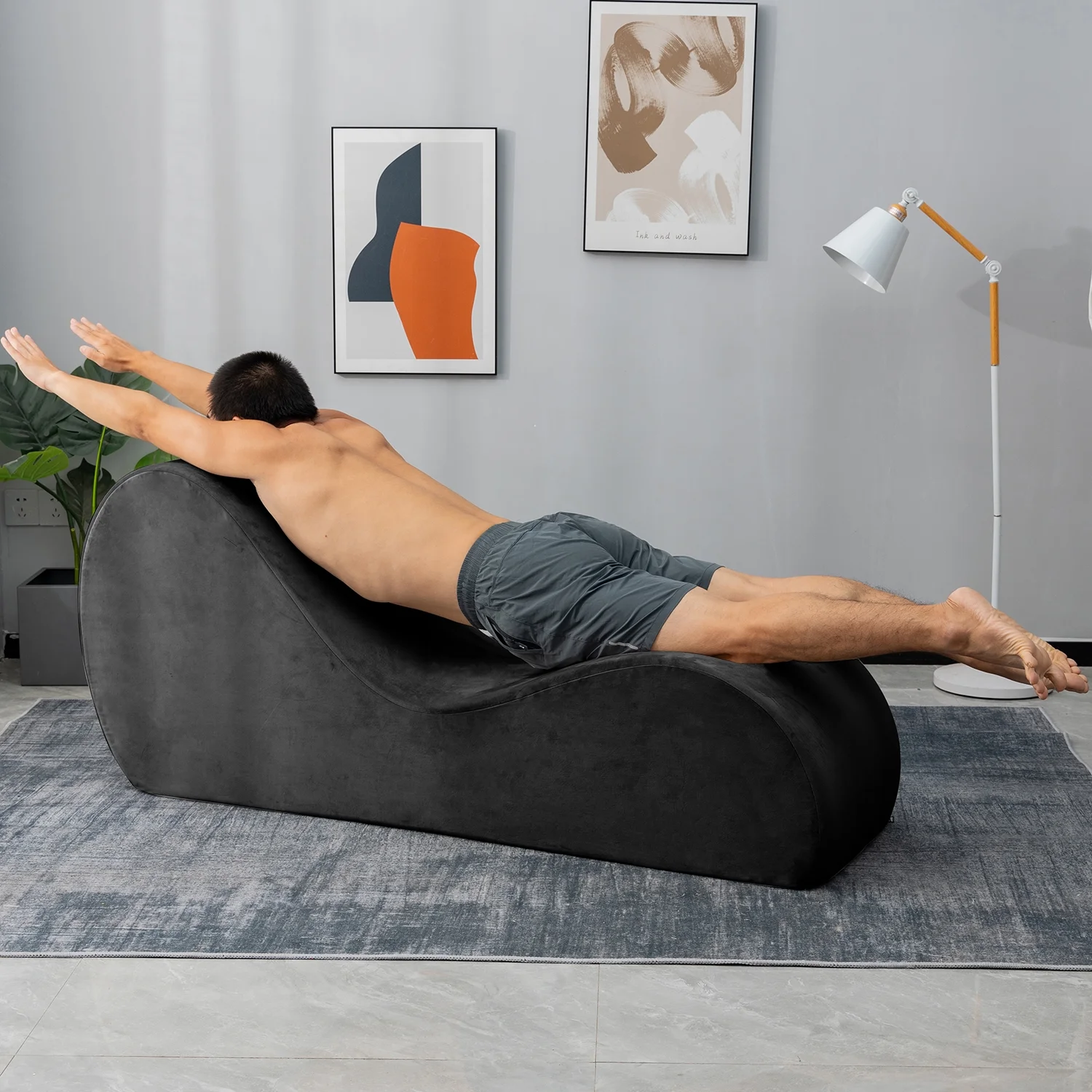 Yoga Lounge Chair，Yoga Couch，Yoga Chaise with Washable Cover,Side  Pockets， Non-Slip Bottom for Bedroom, Living Room,Yoga Chair for Exercise, Relaxation,Stretching，Yoga Chaise lounge for Adults Couple