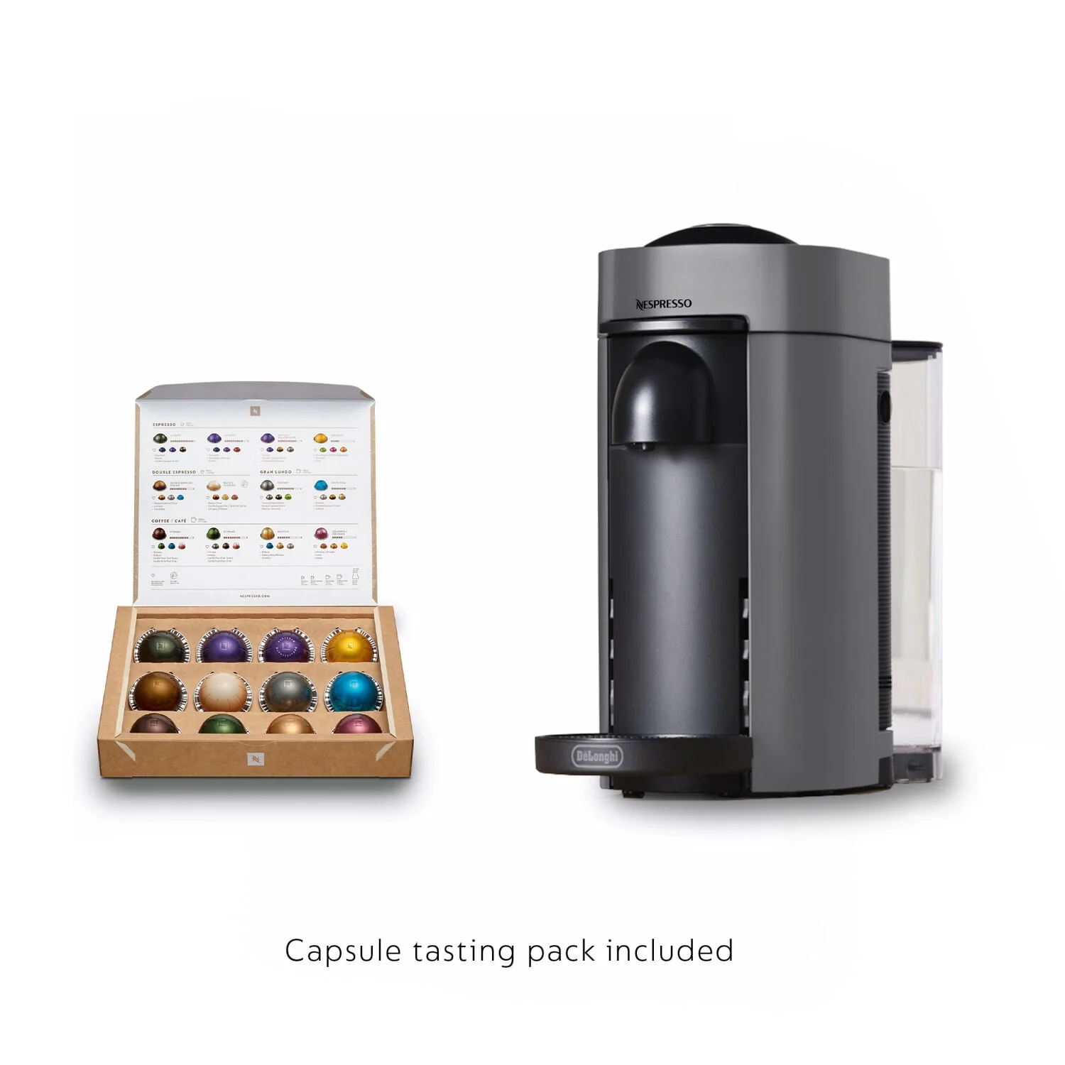 Nespresso Vertuo Plus Coffee and Espresso Machine by De'Longhi, Gray