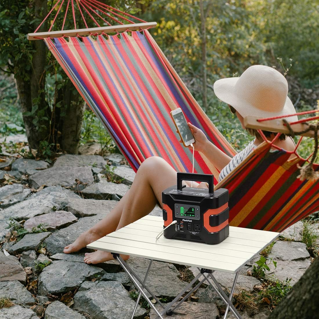 200W Peak Power Station, Flashfish CPAP Battery 166Wh 45000mAh Backup Power Pack 110V 150W Lithium Battery Pack Camping Solar Generator For CPAP Camping Home Emergency Power Supply