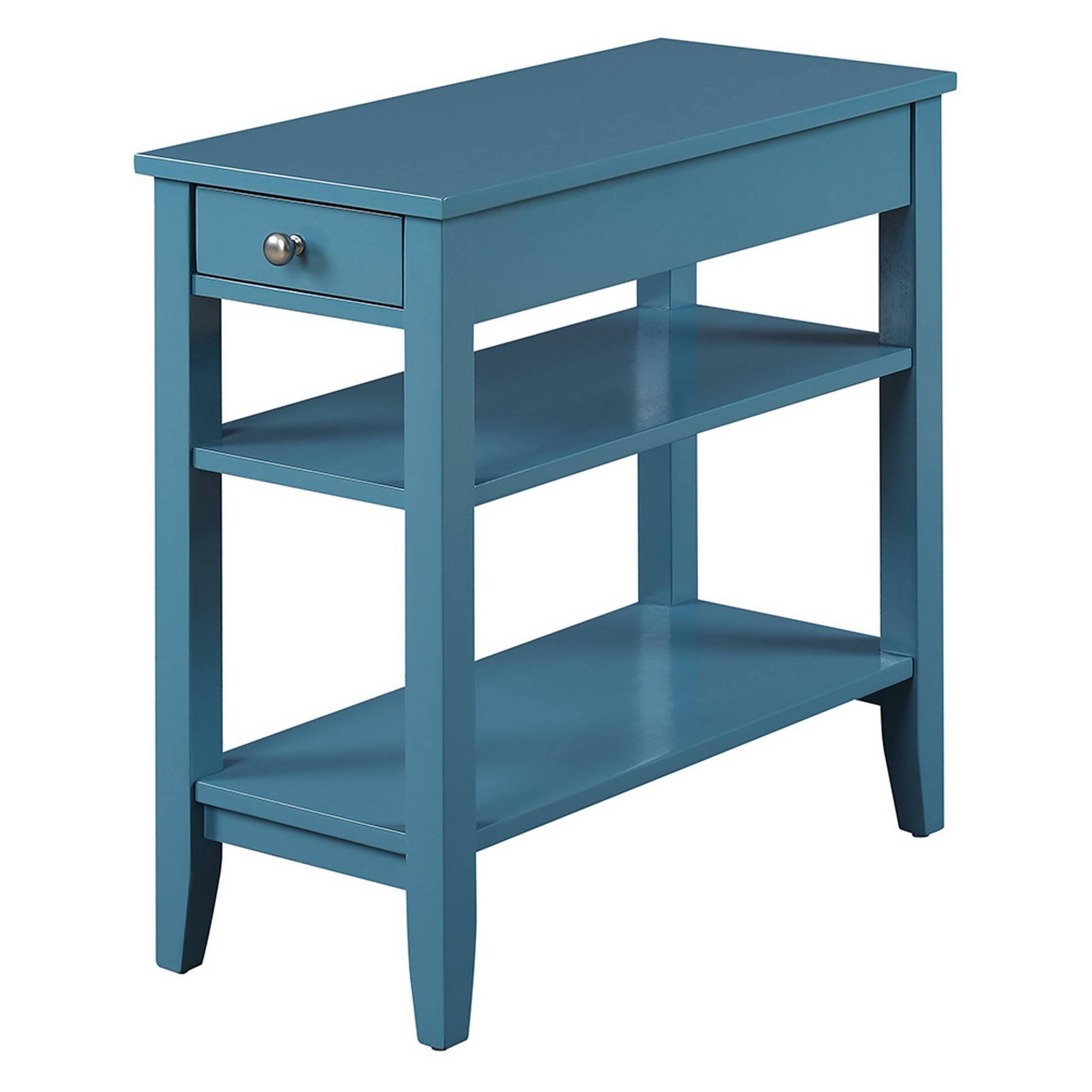 American Heritage 3 Tier End Table with Drawer Blue - Breighton Home