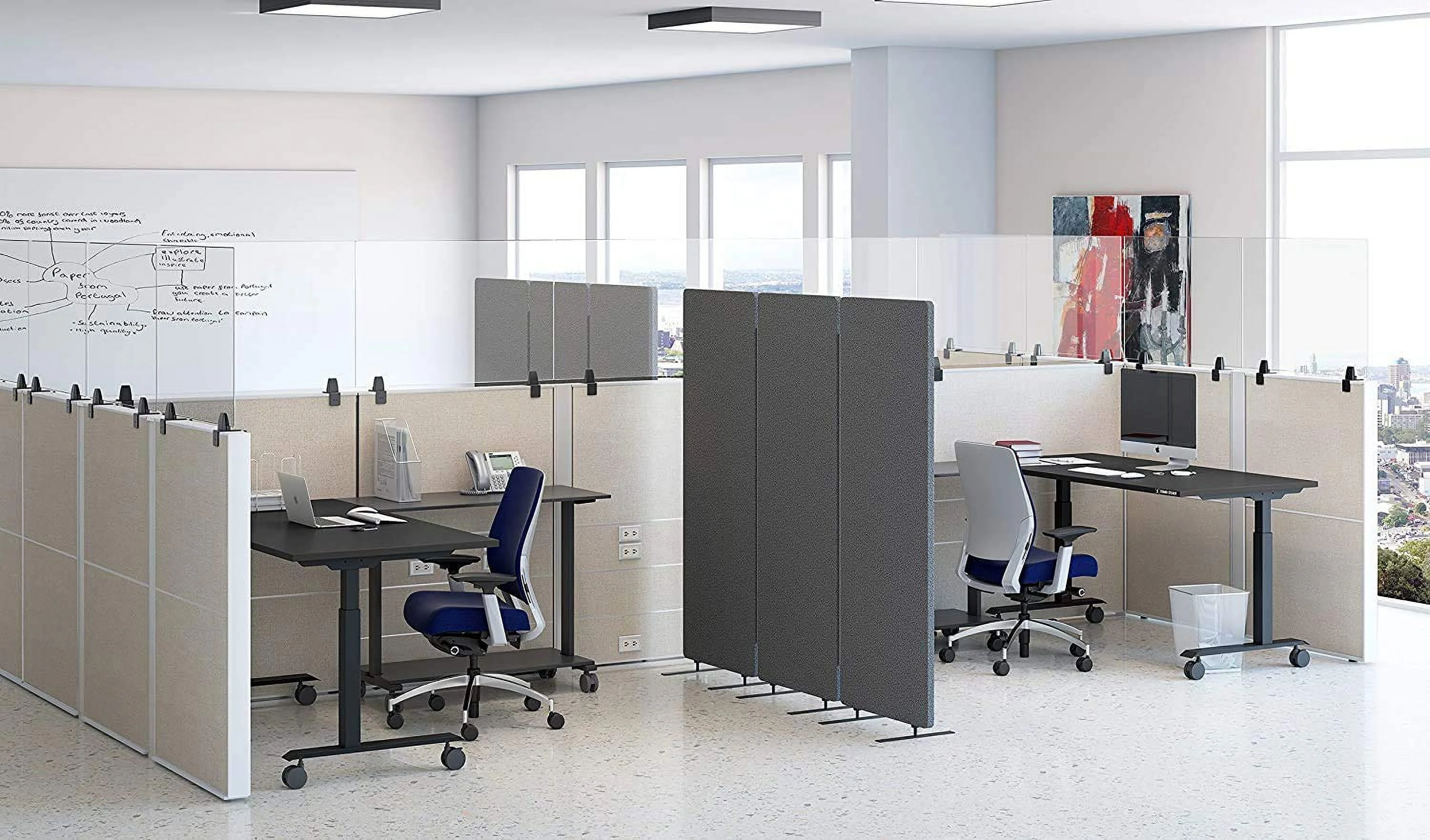 Clear Cubicle Wall Extender | Single 60 In X 30 In Panel | Clamp On Shield & Sneeze Guard | Portable Desk Divider For Desk Walls & Cubicles | For Offices, Libraries & More