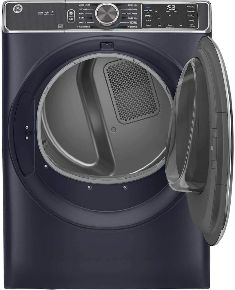 GE GFD85GSPNRS 28" Front Load Gas Dryer with 7.8 cu. ft. Capacity Stainless Steel Drum Built-in WiFi Sanitize Cycle and Damp Alert in Royal Sapphire