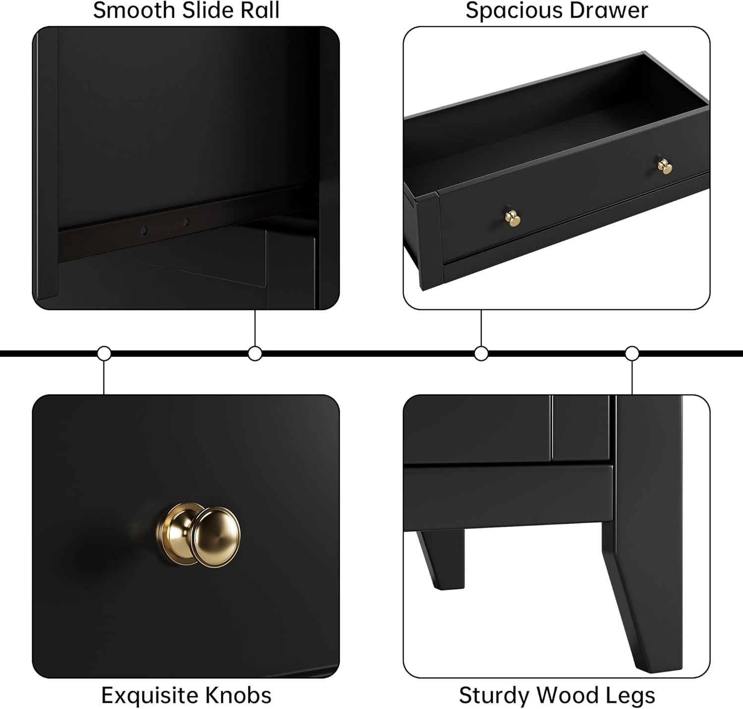 5 Drawer Dresser for Bedroom, Tall Dresser Closet Organizer, Wood Dresser with Deep Space & Metal Knobs, Modern Chests of Drawers for Entryway, Hallway, Black