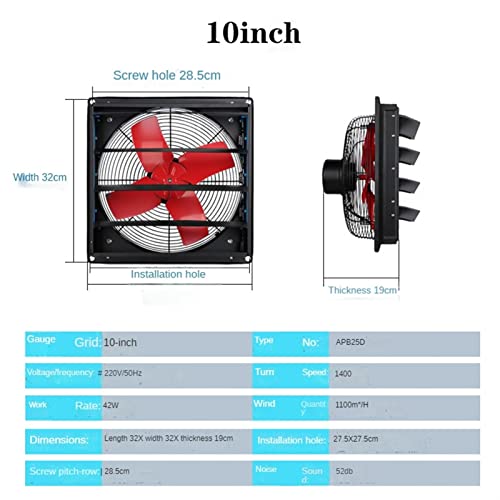 HASMI Exhaust Fan 10/12" Wall Mounted Exhaust Fan, Powerful Industrial Metal Ventilation Extractor, High Speed Vent Fan for Home Attic, Shed, Or Garage Ventilation Ventilation Fan