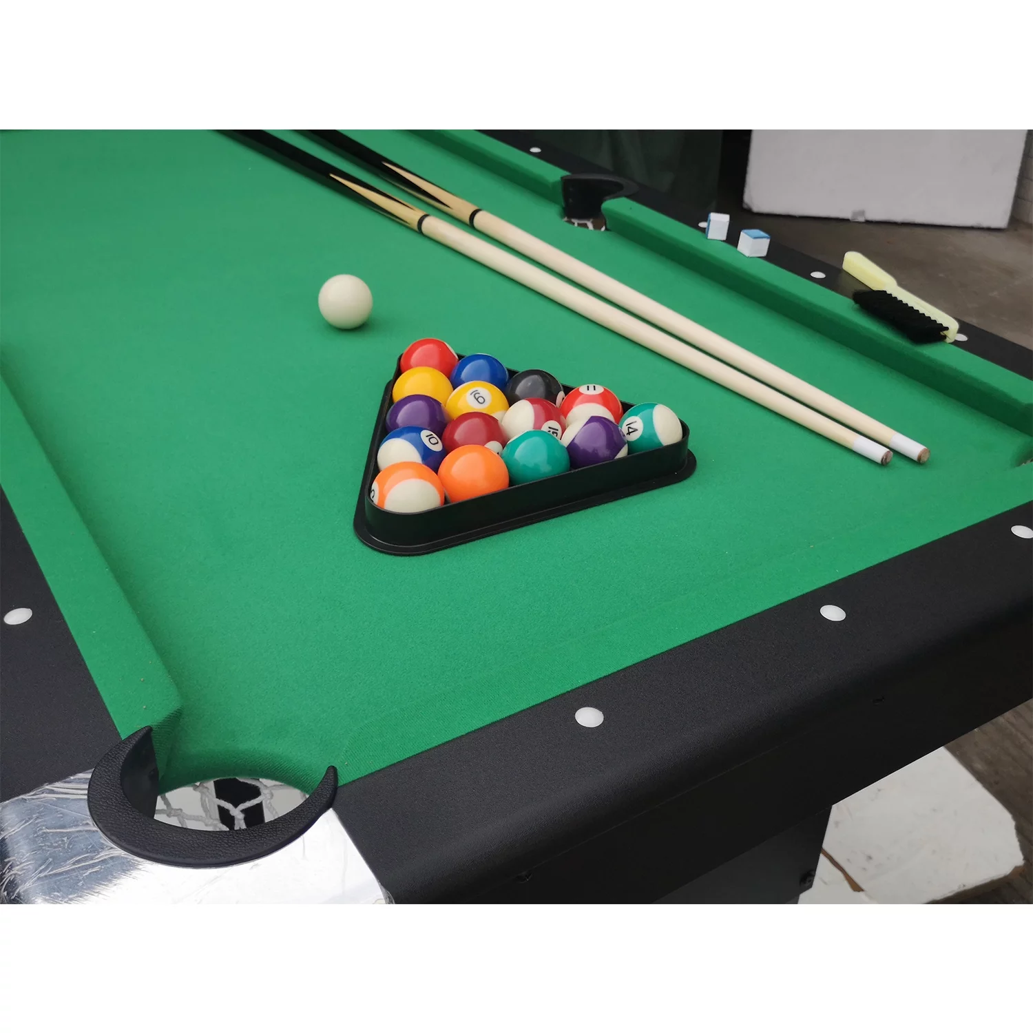 SEGMART Billiards Table - Portable Pool Table - Includes Full Set of Balls, 2 Cue Sticks, Chalk, and Felt Brush， Green - Curated Treasures Market