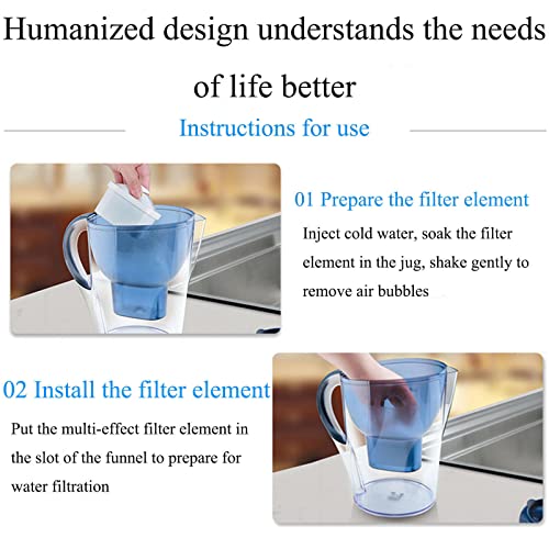 Fridge Door Water Filter Jug, 2.7 litres Water Filter Jug Combo, 3 Advanced Filter, Reduction Microplastics, Chlorine, Limescale Impurities, Cartridges Water Cooler