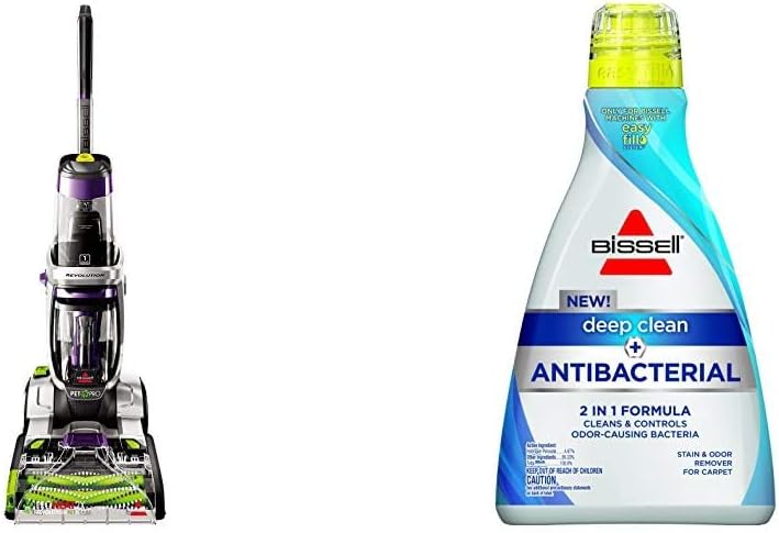 Bissell ProHeat 2X Revolution Max Clean Pet Pro Full-Size Carpet Cleaner, 1986, with Antibacterial Formula and Bonus 3" Tough Stain Tool