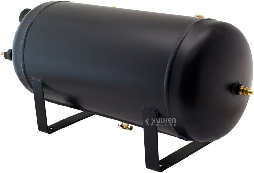 Vixen Horns Octopod Train Horn Kit for Trucks/Car/Semi.Complete Onboard System-Dual 200psi Air Compressor,5 Gallon Tank,8 Trumpets.Super Loud dB.Fits Vehicles Like Pickup/Jeep/RV 12v VXO8350DP/8124XC