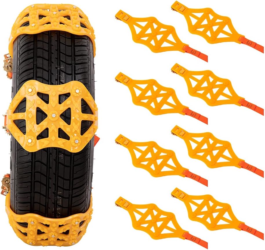 Universal Snow Chains for Cars/SUV/ LT Truck/Pickup Adjustable Traction Tire Chains for Tyres Width 145-285mm (5.71-11.2 inch)Easy to Mount Emergency Traction Snow Tyre Chains for Icing,Mud, Sand