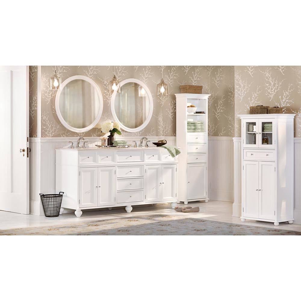 Home Decorators Collection Bathroom Linen Cabinet Drawer Storage Shelves White