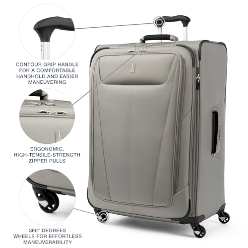 Travelpro Maxlite 5 Softside Expandable Carry on Luggage with 4 Spinner Wheels, Lightweight Suitcase, Men and Women, Slate Green, Compact Carry on 20-Inch