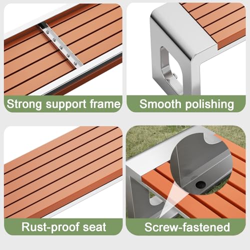 Garden Benches for Outdoors Metal Bench Patio Backless Bench Weather Proof Porch Bench for Park Garden and Lounge(120cm/47in)