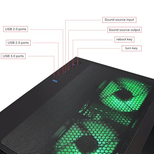 Gaming PC Desktop, Intel Core i5 14400F, RTX 4060, 32GB RAM, 1TB SSD, ARGB Fan, Tower Computer for Gaming and Office