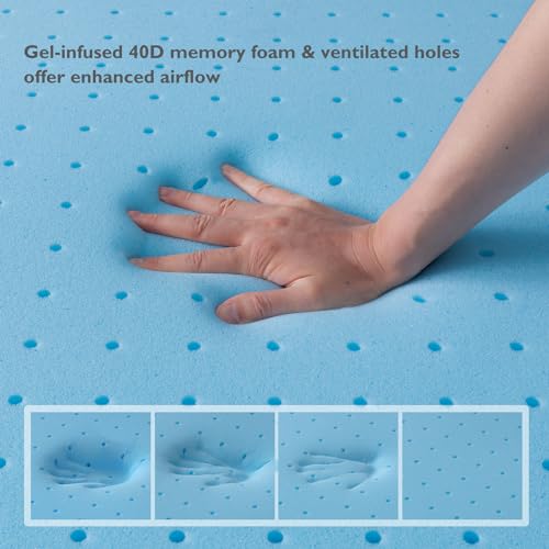 BedStory 4 Inch Memory Foam Mattress Topper Queen - Gel Infused Bed Toppers with Removable Cover & High Density Memory Foam - Medium Firm, CertiPUR-US Certified