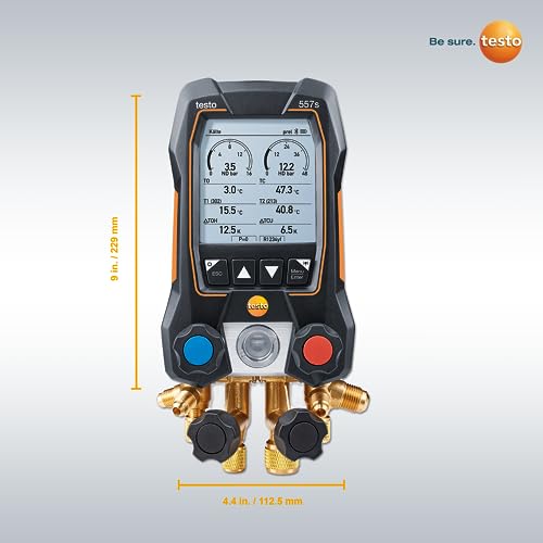 testo 550i Kit I App Operated Digital Manifold,Pipe Clamp Thermometer for air Conditioning, Refrigeration Systems and Heat Pumps – with Bluetooth