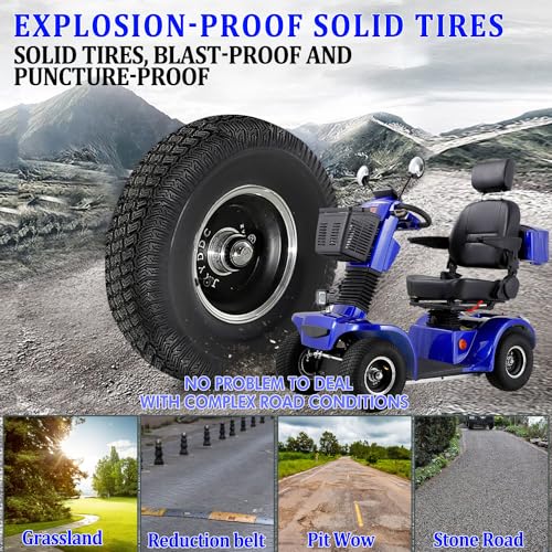 Heavy Duty Mobility Scooters for Seniors & Adults 4 wheel 500lbs Capacity - Electric Powered Chair,800W 20Ah power Long Range Power Extended Battery with Adjustable Seat and Rear Basket