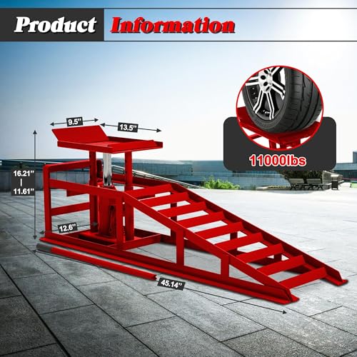 2 Pack Hydraulic Car Ramps 5T 10000lbs Low Profile Car Lift Service Ramps Truck Trailer Garage,Height Hydraulic Vehicle Ramps