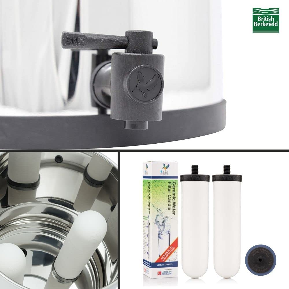 British Berkefeld Doulton British Berkefeld W9361132 2.25 Gallon Countertop Water Filter System Uses 2X Ultra Fluoride Ceramic Filters