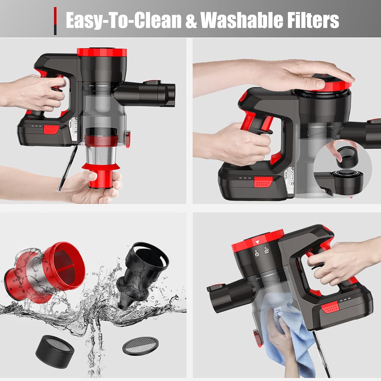 VACLAB Lightweight Cordless Vacuum Cleaner with Thickened & Durable ABS Material, BPA Free, 23000Pa Stick Vacuum, 40 Minutes, Ideal for Hard Floor & Thin Carpets Deep Cleaning