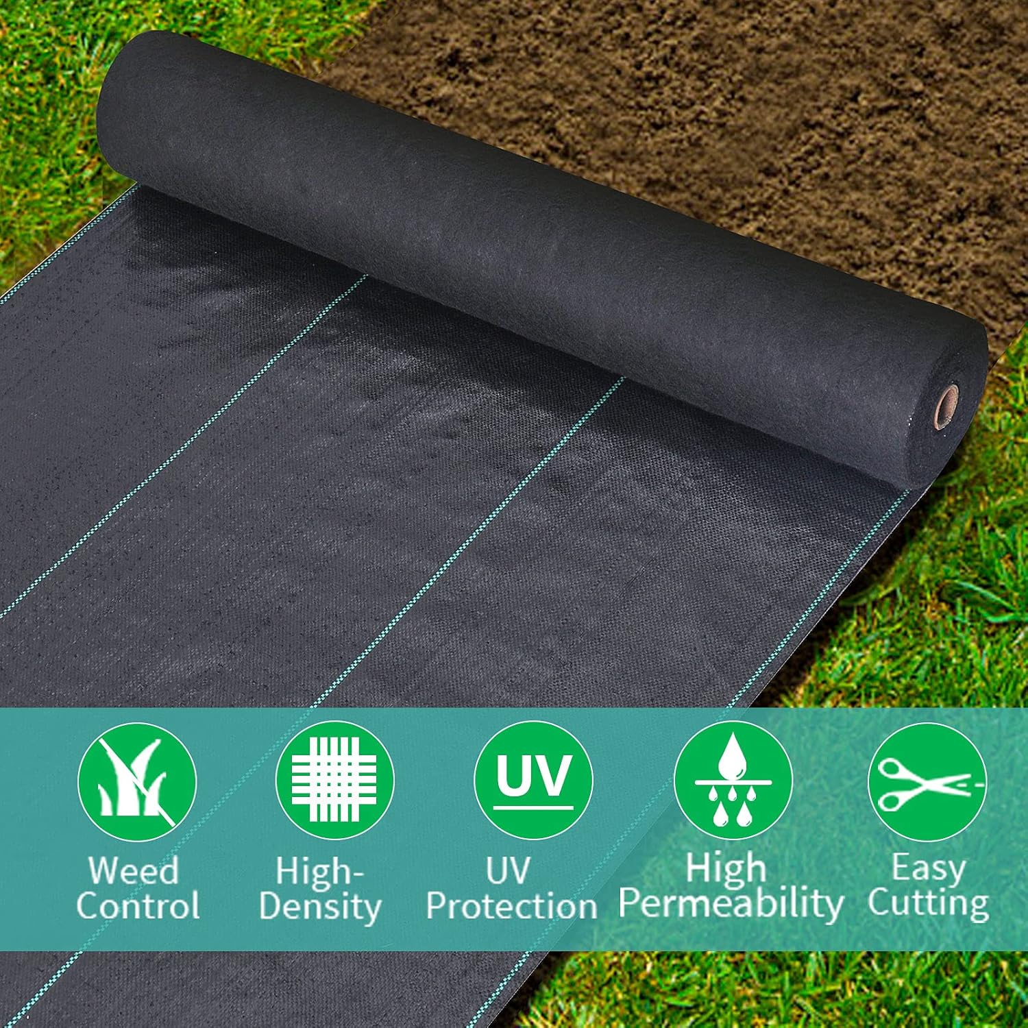 GDNaid 3ft x 300ft Weed Barrier Landscape Fabric 3.2oz Woven Heavy Duty Garden Ground Cover 3-Foot by 300-Foot