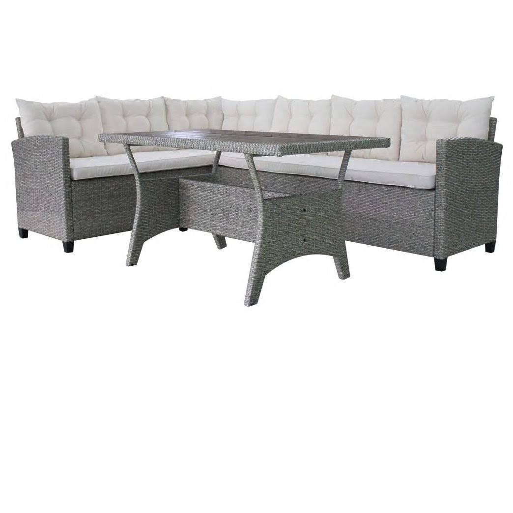 vidaXL Garden Corner Sofa Set 12 Piece Poly Rattan Wicker Gray Sunbed