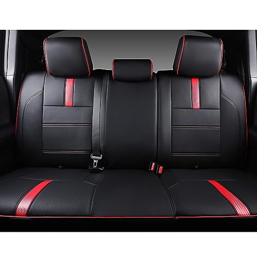 PTYYDS Seat Covers Compatible with 2016-2023 Toyota Tacoma Seat Covers Replacement for 16-23 Tacoma SR5 TRD Off Road Limited Accessories(Fit 16-23 Tacoma,Full Set,Black+Red)