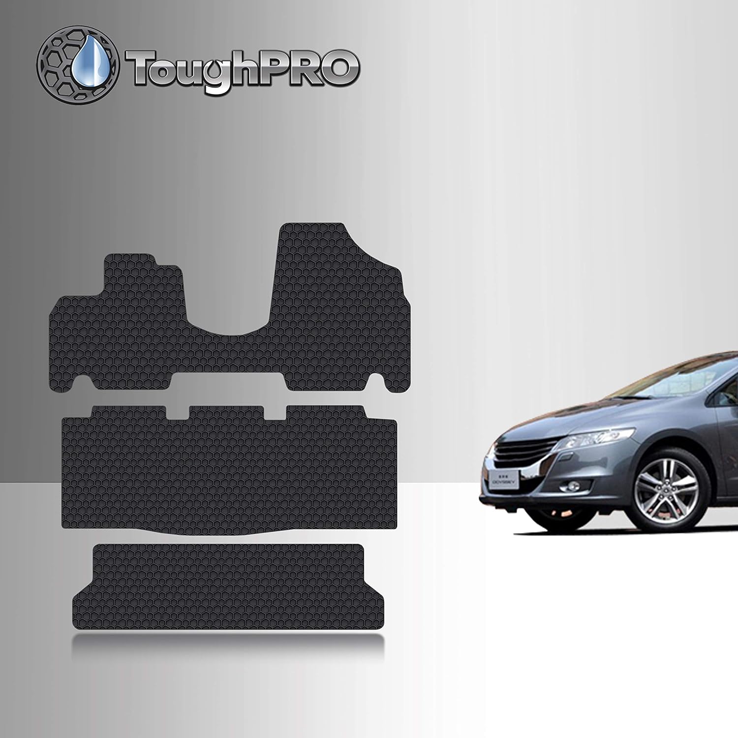 TOUGHPRO Floor Mats Accessories 1st + 2nd + 3rd Row + Cargo Mats Accessories Compatible with Honda Odyssey (8 Seater) All Weather Heavy Duty Black Rubber 2011 2012 2013 2014 2015 2016 2017