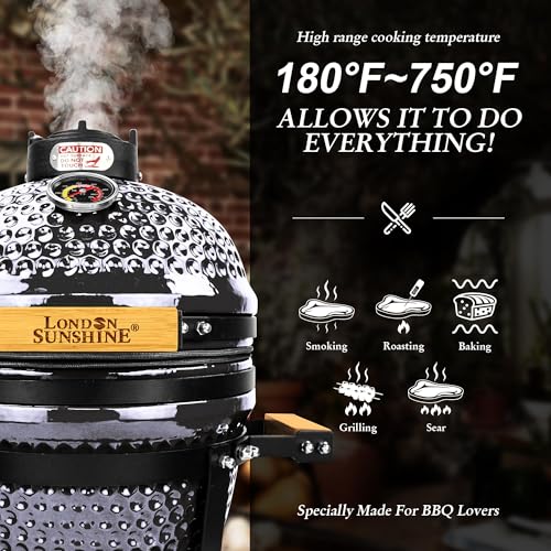 Ceramic BBQ Charcoal Kamado Grill 13 inch Portable Tabletop BBQ Grill Red