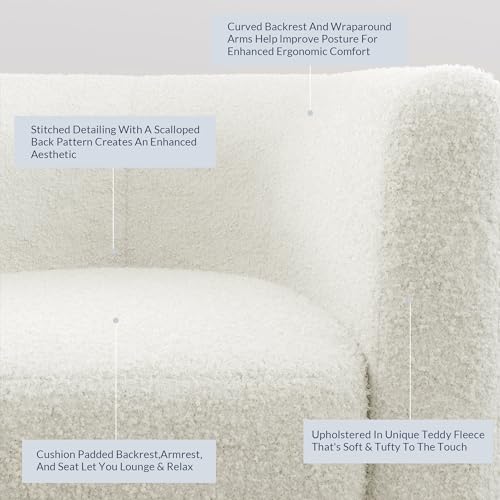 BELLEZE Living Room Chair, Linen Round Accent Barrel Chair, Club Tub Sofa Chair for Bedroom, Corner Chair with Flared Legs and Cozy Soft Padding - Highland (Floral Print)
