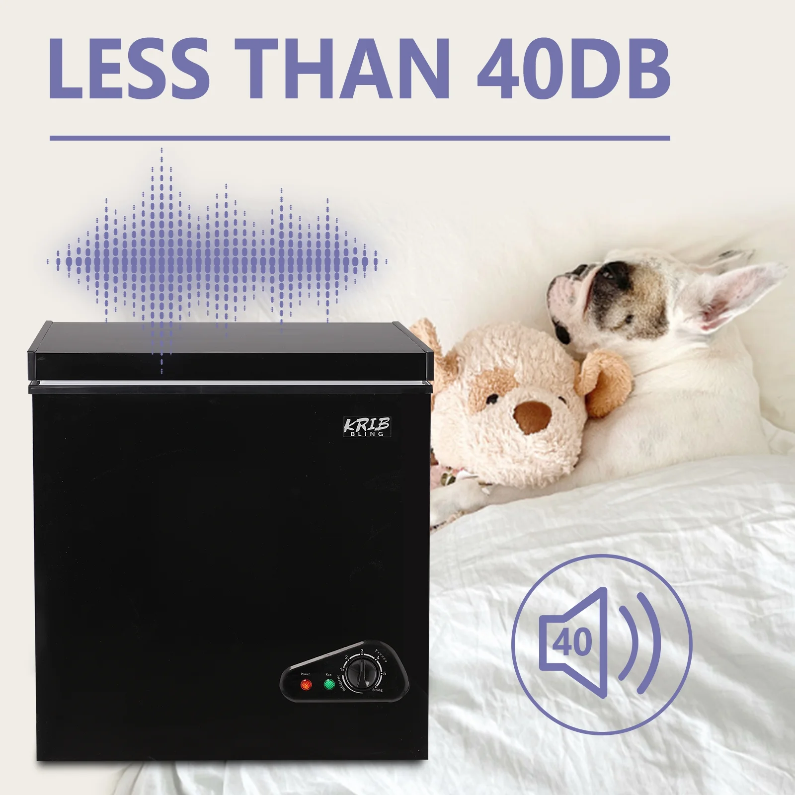 KRIB BLING Deep Freezer with Removable Basket, 5.0 Cu.ft Chest Freezer with 3 Grade Thermostat, Ideal for Basement, Office, Black