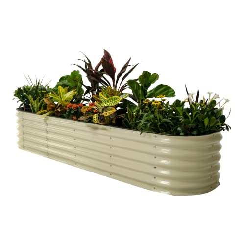 Vego garden Raised Garden Bed Kits, 17" Tall 9 in 1 8ft X 2ft Metal Raised Planter Bed for Vegetables Flowers Ground Planter Box-Modern Gray