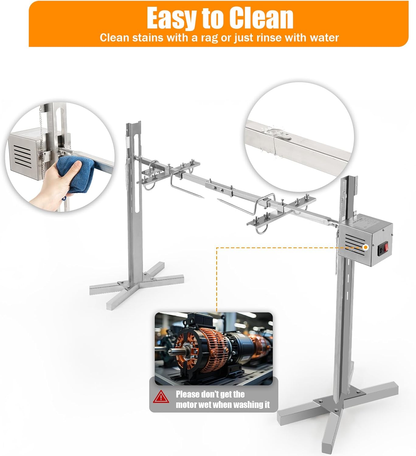 TUQI 53" Electric Rotisserie Grill 88 Lbs Capacity, Pig Lamb Spit Roaster Stand Rotisserie with Adjustable Height, BBQ Charcoal Rotisserie Grill Kit Stainless Steel for Outdoor Party Camping