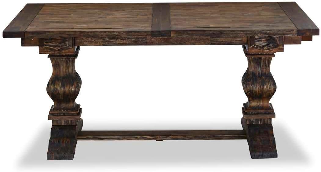 9 Piece Dining Set Includes A Rectangle Kitchen Table with Coastal Charm Leaf and 8 Chairs, Distressed Jacobean