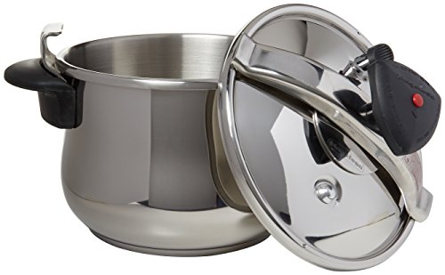 MAGEFESA ® Star B fast pressure cooker, 10.6 Quart, with rounded bottom, made in 18/10 stainless steel, suitable for all types of stovetops, included indution, 3 heavy security systems, 8 psi