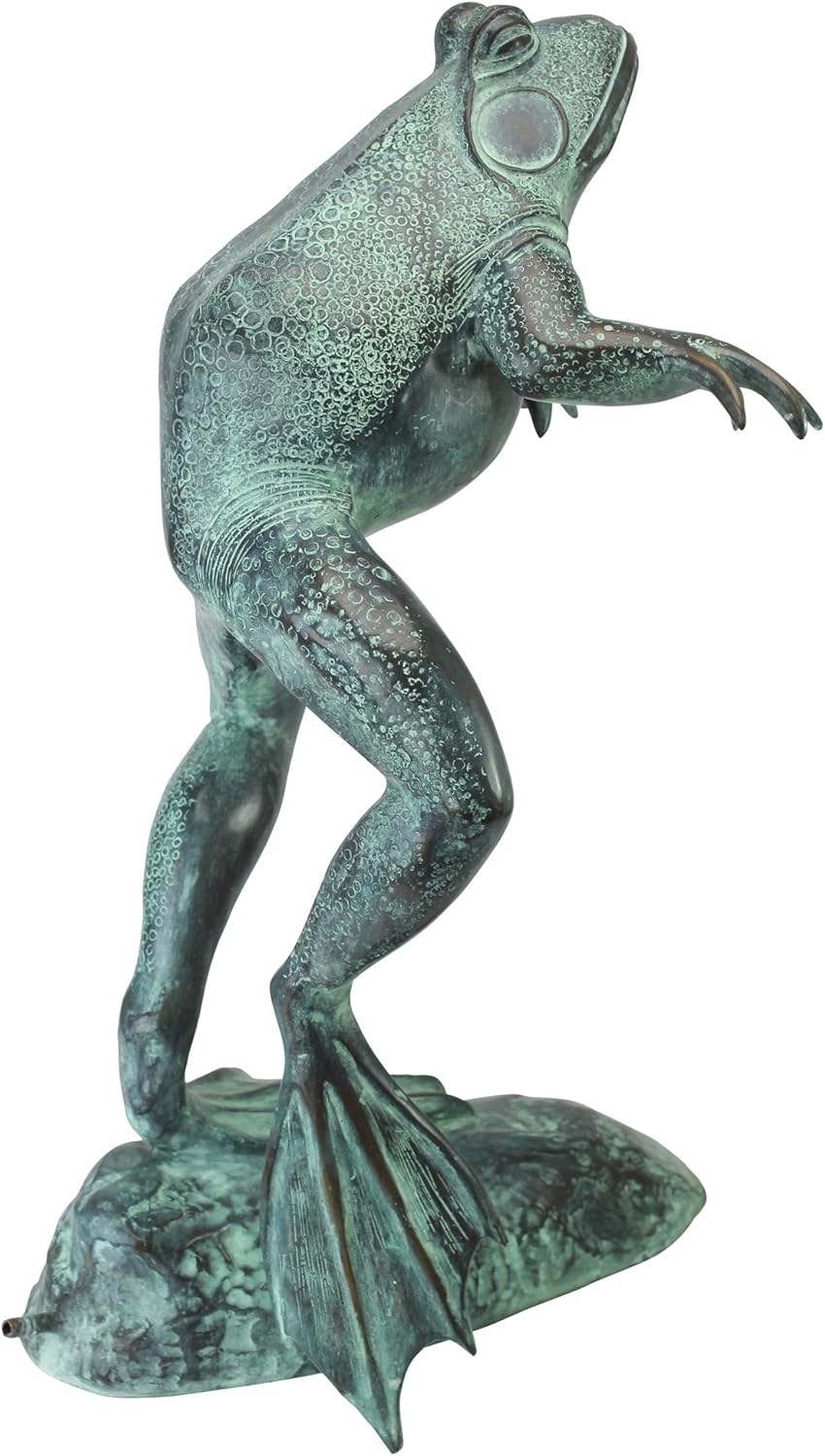 Design Toscano Giant Jumping, Spitting, Leaping Frog Bronze Garden Statue