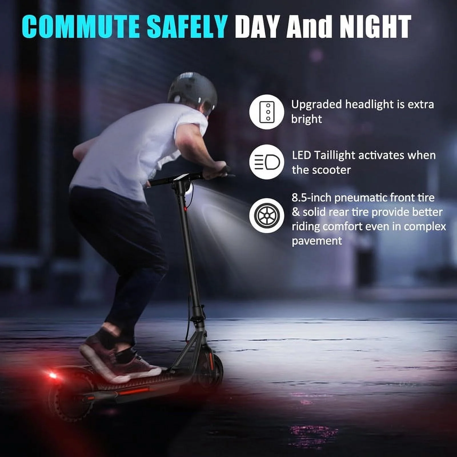 SISIGAD Electric Scooter for Adults, B15 Dart Jr 300W Folding Commuting Kick Scooter with Double Braking System, 8.5" Solid Tires, 19Mph Speed, 15 Miles Long Range