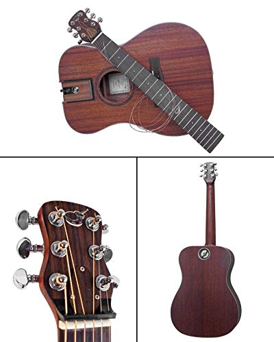 Solid Sitka Travel Guitar – OF422 Traveling Acoustic-Electric Guitar with Collapsible Patented System – Portable Backpack Case (Overhead)