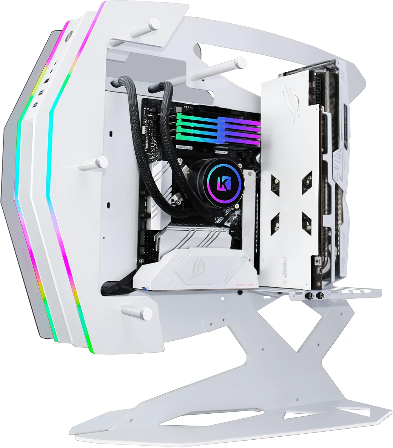 KEDIERS PC Case - ATX Tower Tempered Glass Gaming Computer Open Frame Case with 2 RGB Light Boards,C580