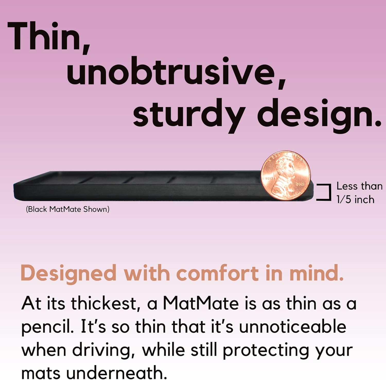 MatMate Car Floor Mat Universal Heel Protector Pad with Carpet-Safe Adhesive - Protect Floor Mat from Tears, Marks, Rips & Holes - Made in USA Dark Grey Pack of 2