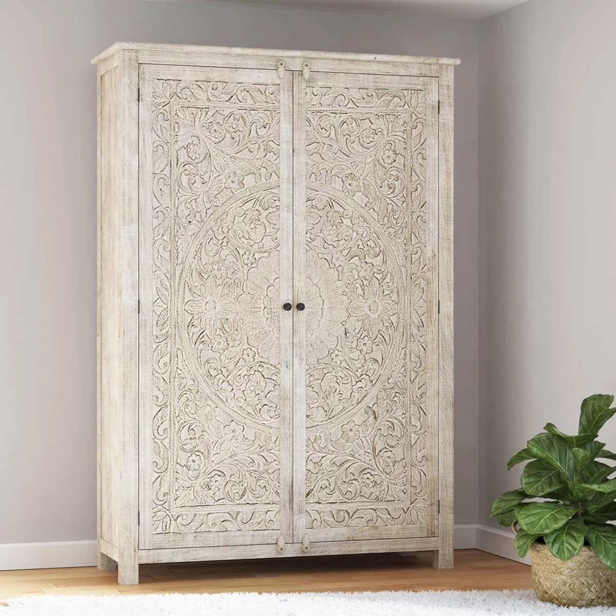 Vintage Carved Wooden Wardrobe/Cabinet/Armoire