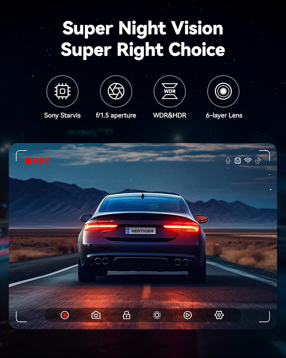 Dash Cam Front Rear, 4K/2.5K Full HD Dash Camera for Cars, Free 32GB Card, Built-in Wi-Fi GPS, 3.16” IPS Screen, Night Vision, 170°Wide Angle, WDR, 24H Parking Mode